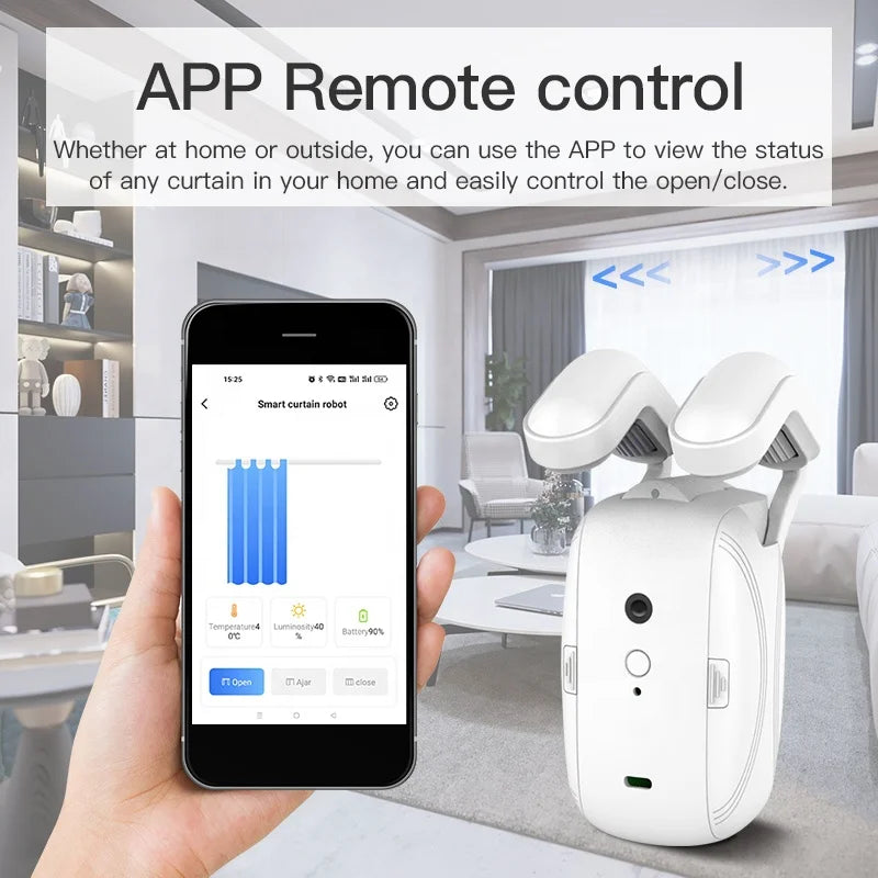 RSH Robot Apri Tende Intelligente 3 in 1, Telecomando Wireless Tuya WiFi, Motore Automatico per Tende Compatibile con Alexa Google Home